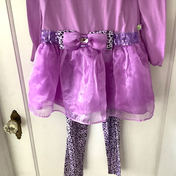 Dolly & Me Girl And 18” Doll Matching Outfits Set Size 10 Purple Tunic Leggings - Picture 4 of 15